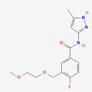 molecular formula C15H18FN3O3 B7586632 4-fluoro-3-(2-methoxyethoxymethyl)-N-(5-methyl-1H-pyrazol-3-yl)benzamide 