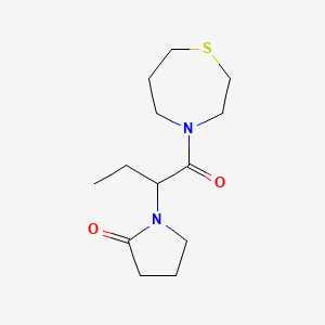 molecular formula C13H22N2O2S B7586657 1-[1-Oxo-1-(1,4-thiazepan-4-yl)butan-2-yl]pyrrolidin-2-one 