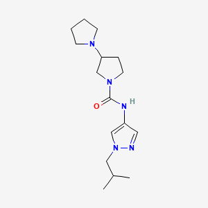 molecular formula C16H27N5O B7586667 N-[1-(2-methylpropyl)pyrazol-4-yl]-3-pyrrolidin-1-ylpyrrolidine-1-carboxamide 