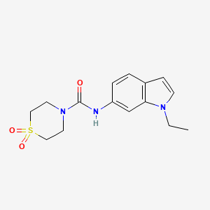 molecular formula C15H19N3O3S B7586691 N-(1-ethylindol-6-yl)-1,1-dioxo-1,4-thiazinane-4-carboxamide 