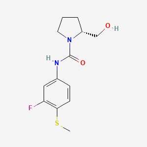 molecular formula C13H17FN2O2S B7586712 (2R)-N-(3-fluoro-4-methylsulfanylphenyl)-2-(hydroxymethyl)pyrrolidine-1-carboxamide 