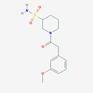 molecular formula C14H20N2O4S B7586728 1-[2-(3-Methoxyphenyl)acetyl]piperidine-3-sulfonamide 