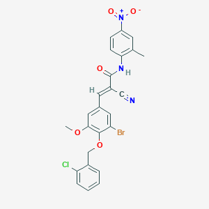 (E)-3-[3-bromo-4-[(2-chlorophenyl)methoxy]-5-methoxyphenyl]-2-cyano-N-(2-methyl-4-nitrophenyl)prop-2-enamide