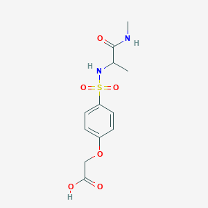 molecular formula C12H16N2O6S B7586764 2-[4-[[1-(Methylamino)-1-oxopropan-2-yl]sulfamoyl]phenoxy]acetic acid 