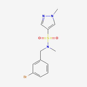 molecular formula C12H14BrN3O2S B7586804 N-[(3-bromophenyl)methyl]-N,1-dimethylpyrazole-4-sulfonamide 