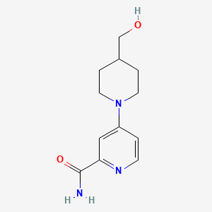molecular formula C12H17N3O2 B7586836 4-[4-(Hydroxymethyl)piperidin-1-yl]pyridine-2-carboxamide 