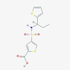 molecular formula C12H13NO4S3 B7586852 4-(1-Thiophen-2-ylpropylsulfamoyl)thiophene-2-carboxylic acid 