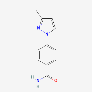 molecular formula C11H11N3O B7586863 4-(3-Methylpyrazol-1-yl)benzamide 