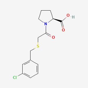molecular formula C14H16ClNO3S B7586925 (2S)-1-[2-[(3-chlorophenyl)methylsulfanyl]acetyl]pyrrolidine-2-carboxylic acid 