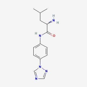 molecular formula C14H19N5O B7586971 (2S)-2-amino-4-methyl-N-[4-(1,2,4-triazol-1-yl)phenyl]pentanamide 