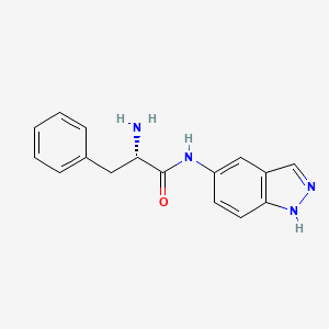 molecular formula C16H16N4O B7586972 (2S)-2-amino-N-(1H-indazol-5-yl)-3-phenylpropanamide 