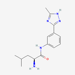 molecular formula C15H21N5O B7586981 (2S)-2-amino-4-methyl-N-[3-(5-methyl-1H-1,2,4-triazol-3-yl)phenyl]pentanamide 
