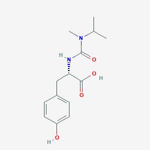 molecular formula C14H20N2O4 B7586985 (2S)-3-(4-hydroxyphenyl)-2-[[methyl(propan-2-yl)carbamoyl]amino]propanoic acid 