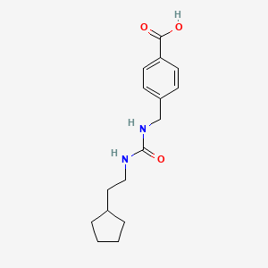 molecular formula C16H22N2O3 B7587076 4-[(2-Cyclopentylethylcarbamoylamino)methyl]benzoic acid 