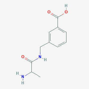 molecular formula C11H14N2O3 B7587102 3-[(2-Aminopropanoylamino)methyl]benzoic acid 