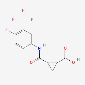 molecular formula C12H9F4NO3 B7587139 2-[[4-Fluoro-3-(trifluoromethyl)phenyl]carbamoyl]cyclopropane-1-carboxylic acid 