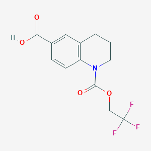 molecular formula C13H12F3NO4 B7587156 1-(2,2,2-trifluoroethoxycarbonyl)-3,4-dihydro-2H-quinoline-6-carboxylic acid 