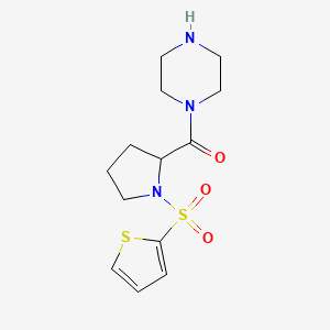 molecular formula C13H19N3O3S2 B7587219 Piperazin-1-yl-(1-thiophen-2-ylsulfonylpyrrolidin-2-yl)methanone 