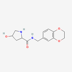 molecular formula C14H18N2O4 B7587233 N-(2,3-dihydro-1,4-benzodioxin-6-ylmethyl)-4-hydroxypyrrolidine-2-carboxamide 