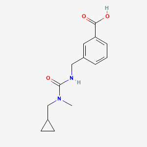 molecular formula C14H18N2O3 B7587267 3-[[[Cyclopropylmethyl(methyl)carbamoyl]amino]methyl]benzoic acid 