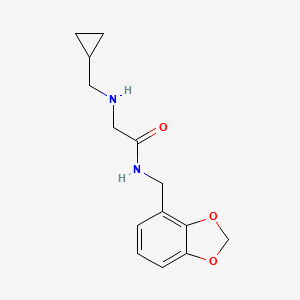 molecular formula C14H18N2O3 B7587291 N-(1,3-benzodioxol-4-ylmethyl)-2-(cyclopropylmethylamino)acetamide 