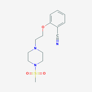 molecular formula C14H19N3O3S B7587352 2-[2-(4-Methylsulfonylpiperazin-1-yl)ethoxy]benzonitrile 