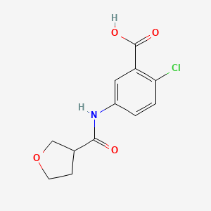 molecular formula C12H12ClNO4 B7587393 2-Chloro-5-(oxolane-3-carbonylamino)benzoic acid 