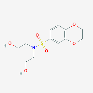 molecular formula C12H17NO6S B7587399 N,N-bis(2-hydroxyethyl)-2,3-dihydro-1,4-benzodioxine-6-sulfonamide 