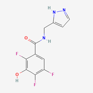 molecular formula C11H8F3N3O2 B7587423 2,4,5-trifluoro-3-hydroxy-N-(1H-pyrazol-5-ylmethyl)benzamide 