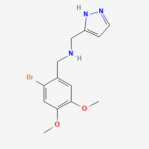 molecular formula C13H16BrN3O2 B7587442 N-[(2-bromo-4,5-dimethoxyphenyl)methyl]-1-(1H-pyrazol-5-yl)methanamine 