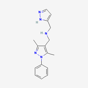 molecular formula C16H19N5 B7587458 N-[(3,5-dimethyl-1-phenylpyrazol-4-yl)methyl]-1-(1H-pyrazol-5-yl)methanamine 