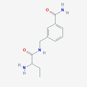 molecular formula C12H17N3O2 B7587476 3-[(2-Aminobutanoylamino)methyl]benzamide 