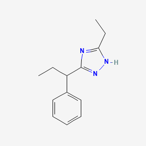 molecular formula C13H17N3 B7587538 5-ethyl-3-(1-phenylpropyl)-1H-1,2,4-triazole 
