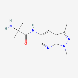 molecular formula C12H17N5O B7587549 2-amino-N-(1,3-dimethylpyrazolo[3,4-b]pyridin-5-yl)-2-methylpropanamide 
