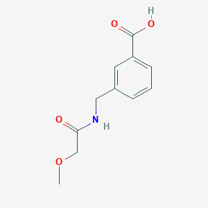 molecular formula C11H13NO4 B7587573 3-[[(2-Methoxyacetyl)amino]methyl]benzoic acid 