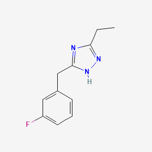 molecular formula C11H12FN3 B7587585 3-ethyl-5-[(3-fluorophenyl)methyl]-1H-1,2,4-triazole 