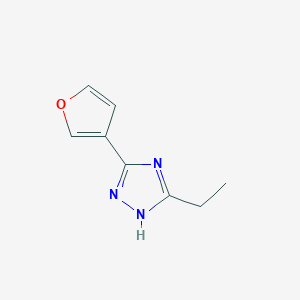 molecular formula C8H9N3O B7587592 5-ethyl-3-(furan-3-yl)-1H-1,2,4-triazole 