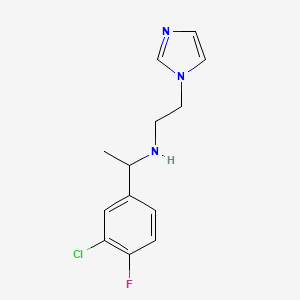 molecular formula C13H15ClFN3 B7587608 1-(3-chloro-4-fluorophenyl)-N-(2-imidazol-1-ylethyl)ethanamine 