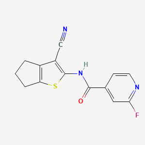 molecular formula C14H10FN3OS B7587650 N-(3-cyano-5,6-dihydro-4H-cyclopenta[b]thiophen-2-yl)-2-fluoropyridine-4-carboxamide 