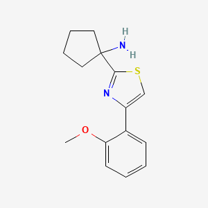 molecular formula C15H18N2OS B7587653 1-[4-(2-Methoxyphenyl)-1,3-thiazol-2-yl]cyclopentan-1-amine 