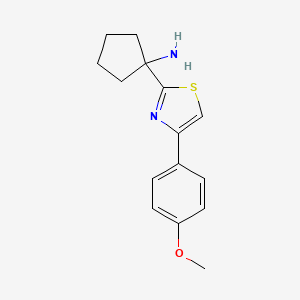 molecular formula C15H18N2OS B7587659 1-[4-(4-Methoxyphenyl)-1,3-thiazol-2-yl]cyclopentan-1-amine 