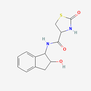 molecular formula C13H14N2O3S B7587702 N-(2-hydroxy-2,3-dihydro-1H-inden-1-yl)-2-oxo-1,3-thiazolidine-4-carboxamide 