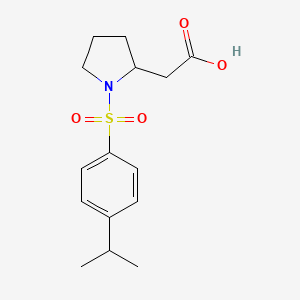 molecular formula C15H21NO4S B7587718 2-[1-(4-Propan-2-ylphenyl)sulfonylpyrrolidin-2-yl]acetic acid 