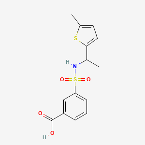 molecular formula C14H15NO4S2 B7587744 3-[1-(5-Methylthiophen-2-yl)ethylsulfamoyl]benzoic acid 