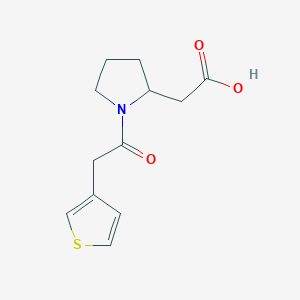 molecular formula C12H15NO3S B7587750 2-[1-(2-Thiophen-3-ylacetyl)pyrrolidin-2-yl]acetic acid 