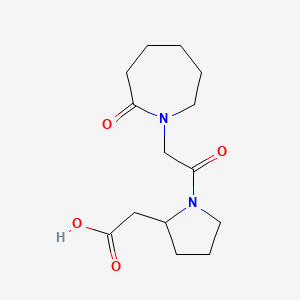 molecular formula C14H22N2O4 B7587756 2-[1-[2-(2-Oxoazepan-1-yl)acetyl]pyrrolidin-2-yl]acetic acid 