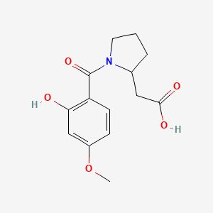molecular formula C14H17NO5 B7587759 2-[1-(2-Hydroxy-4-methoxybenzoyl)pyrrolidin-2-yl]acetic acid 