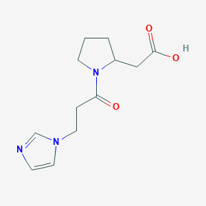 molecular formula C12H17N3O3 B7587778 2-[1-(3-Imidazol-1-ylpropanoyl)pyrrolidin-2-yl]acetic acid 