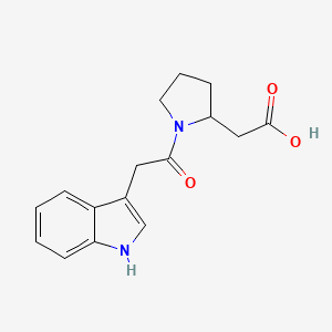 molecular formula C16H18N2O3 B7587795 2-[1-[2-(1H-indol-3-yl)acetyl]pyrrolidin-2-yl]acetic acid 