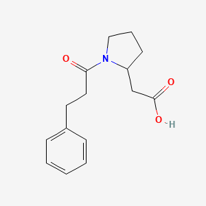 molecular formula C15H19NO3 B7587800 2-[1-(3-Phenylpropanoyl)pyrrolidin-2-yl]acetic acid 